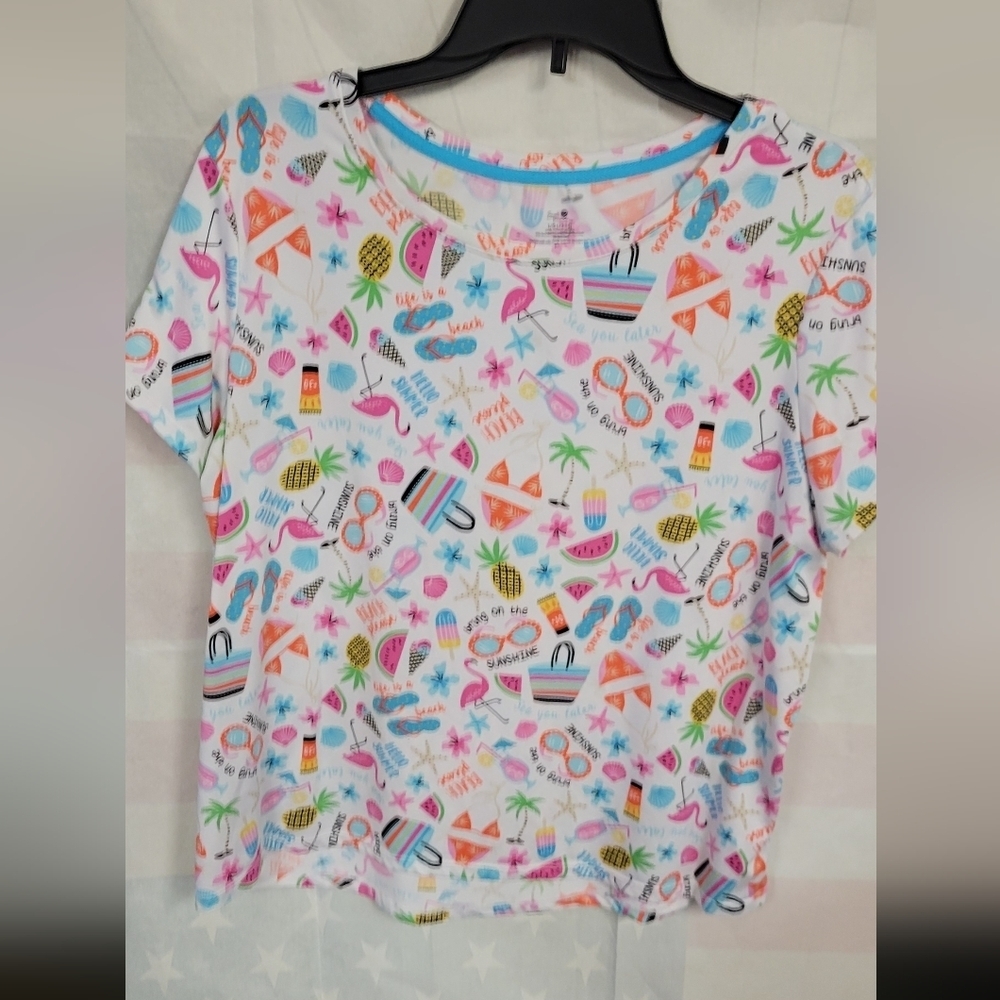 Secret Treasure Large (12-14) PJ Top Short Sleeve Life is a Beach See You Later